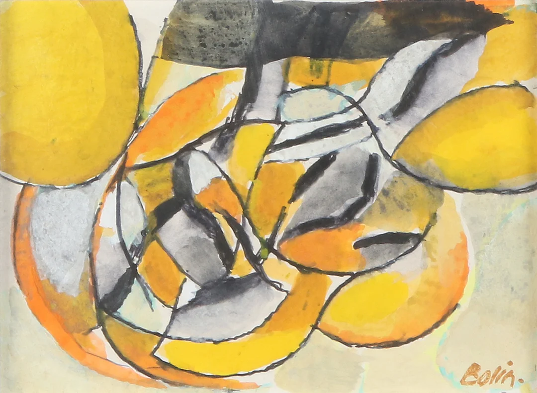GUSTAV BOLIN. Blandteknik. Komposition. Signerad. — Paintings — Skånes Auktionsverk