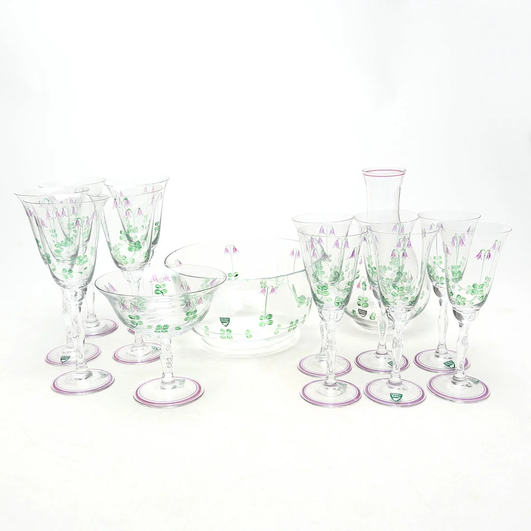 EVA ENGLUND. SERVISGLAS, totalt 14 st, Orrefors, Linnea. — Tableware — Kalmar Auktionsverk