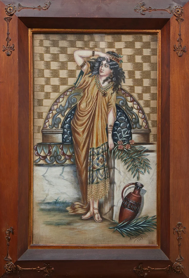 "Odalisque", Art Nouveau embroidered and painted panel, 1909. — European Carpets & Textiles — Balclis
