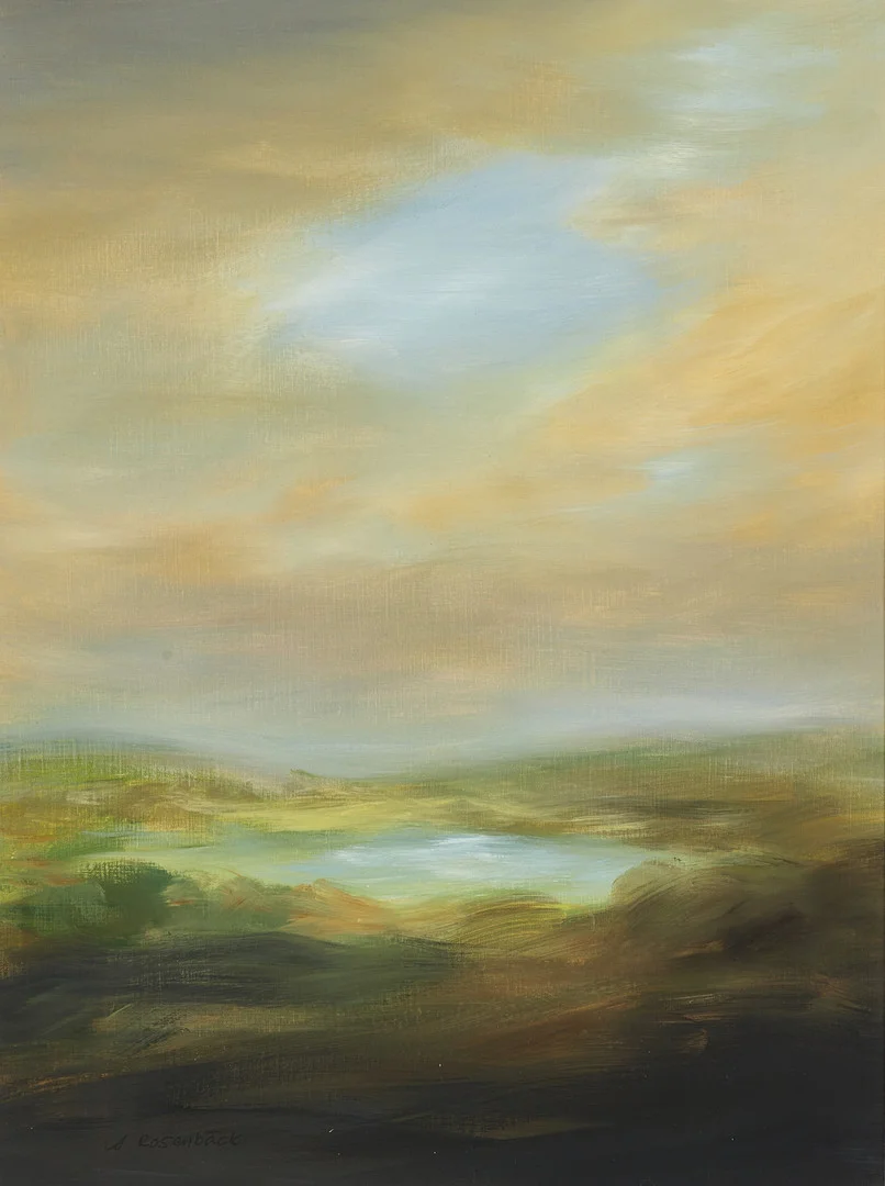 ANNA ROSENBÄCK. Molntäckt landskap, signerad A. Rosenbäck, olja på papper. — Paintings — Crafoord Auktioner Stockholm