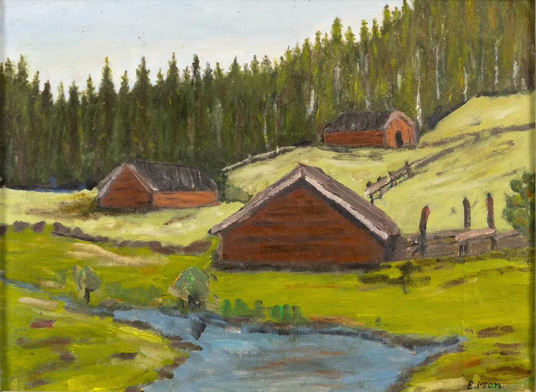 OIDENTIFIERAD KONSTNÄR. olja på uppfodrad duk, signerad E. J-son. — Paintings — Karljohan Auktioner