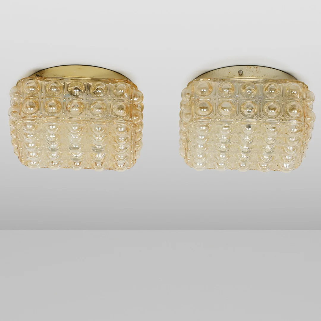 Par loftslamper - plafond af glas med boble effekt. E.S Horn. Danmark. (2). — Wall Lights — Palsgaard Kunstauktioner
