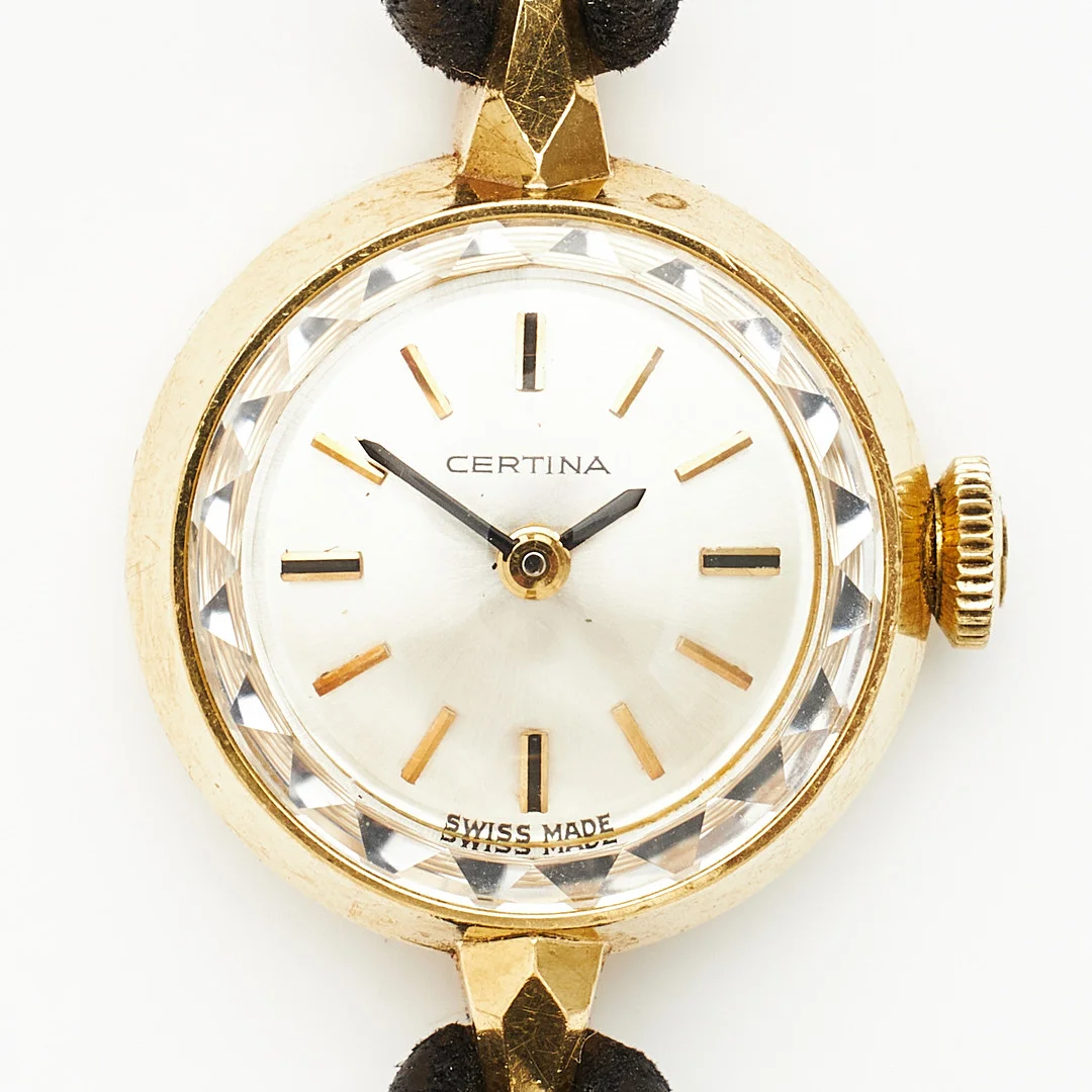 CERTINA, armbandsur, 17 mm, 18K guld, ca 1965. — Wristwatches — Stockholms Auktionsverk Magasin 5