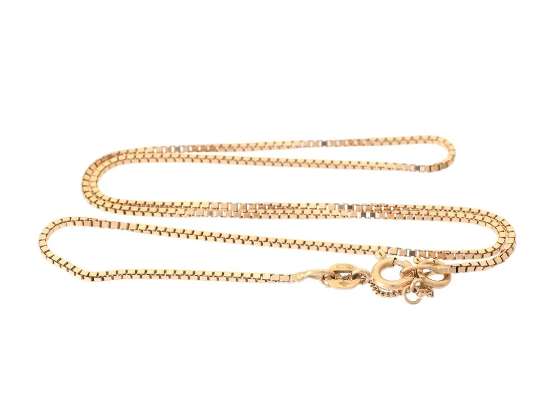 HALSKEDJA, 18K guld, venezialänk, längd 38,5 cm, säkerhetskedja, vikt ca 5,0 g. — Smycken/Halskedja — Kaplans