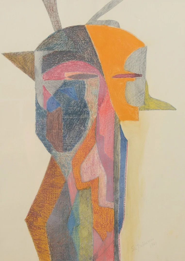 SIRI RATHSMAN. Komposition, blandteknik, signerad samt daterad 1961. — Paintings — Formstad Auktioner