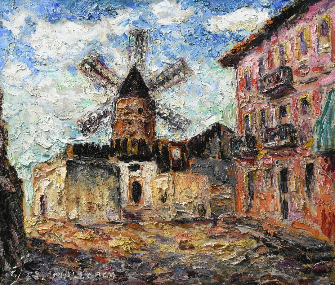 PREBEN RASMUSSEN. 1919-1970) Olie på lærred. Bymotiv fra Mallorca. Signeret. — Paintings — Sørensen Auktioner
