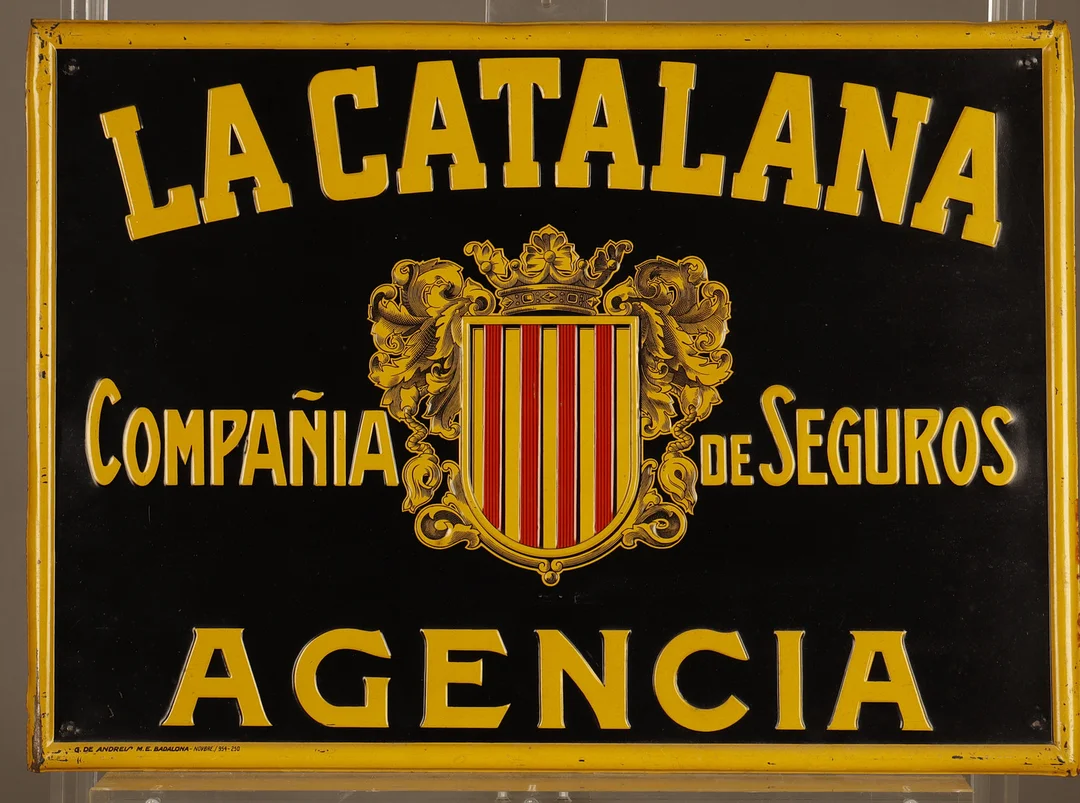 La Catalana, placa publicitaria en hojalata estampada y pintada. — Other collectables — Barcelona Auctions