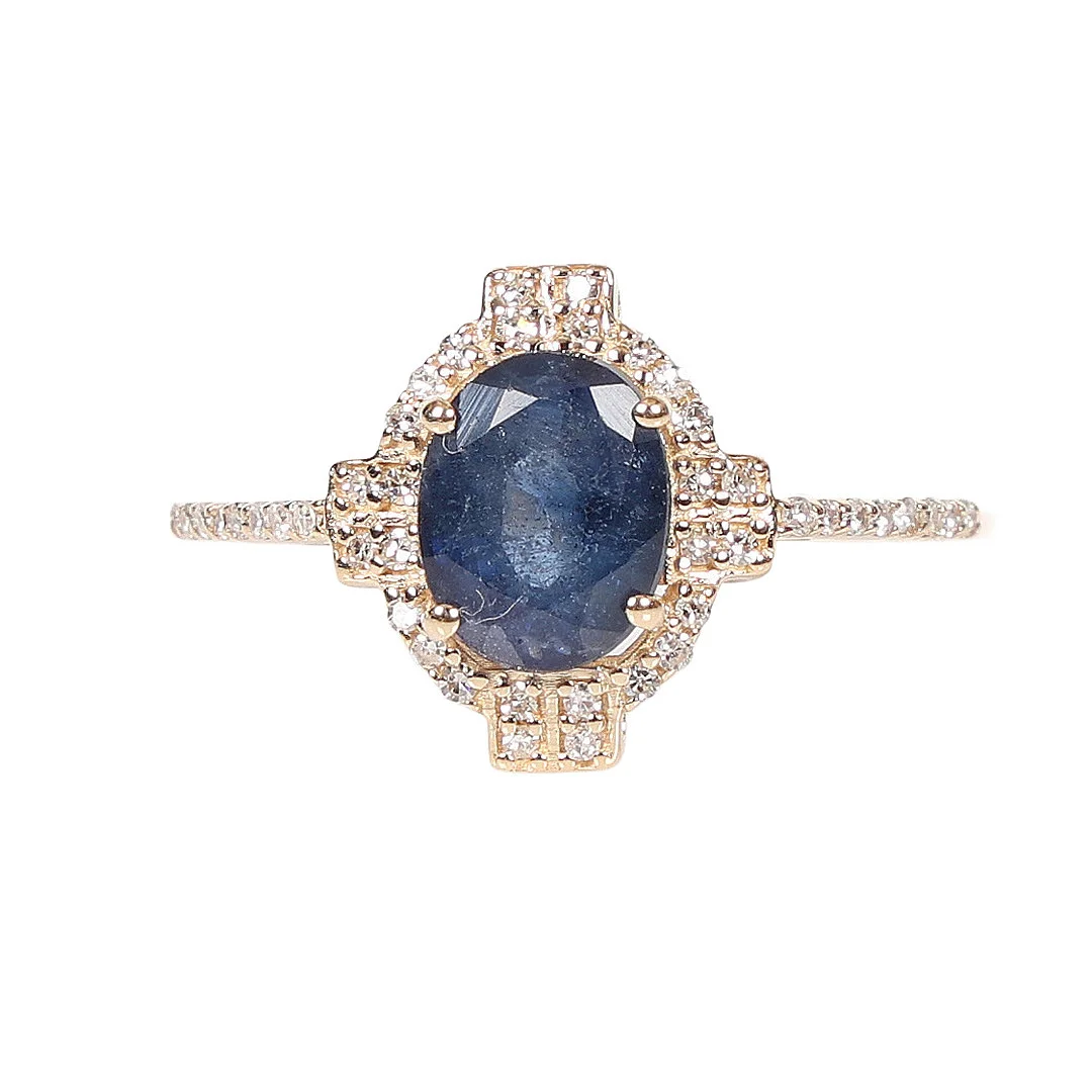 CERTIFICATED SAPPHIRE AND DIAMOND CLUSTER RING. — Rings — Bishop & Miller