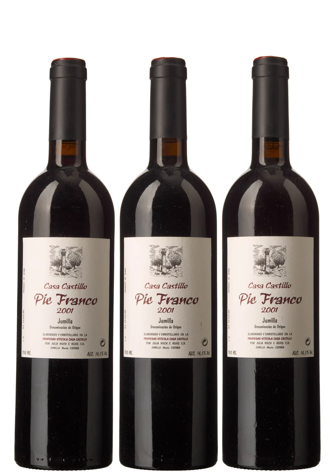 3 x Jumilla Pie Franco 2001, Casa Castillo — 3 x Jumilla Pie Franco 2001, Casa Castillo — Vin/Vin — Blomqvist