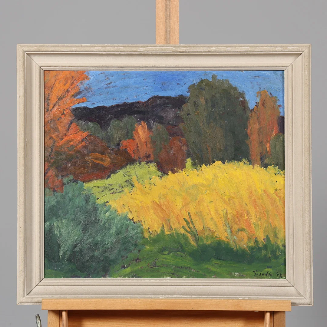SVÄN GRANDIN. OLJA PÅ PANNÅ, Signerad samt daterad -42. — Paintings — Borås Auktionshall