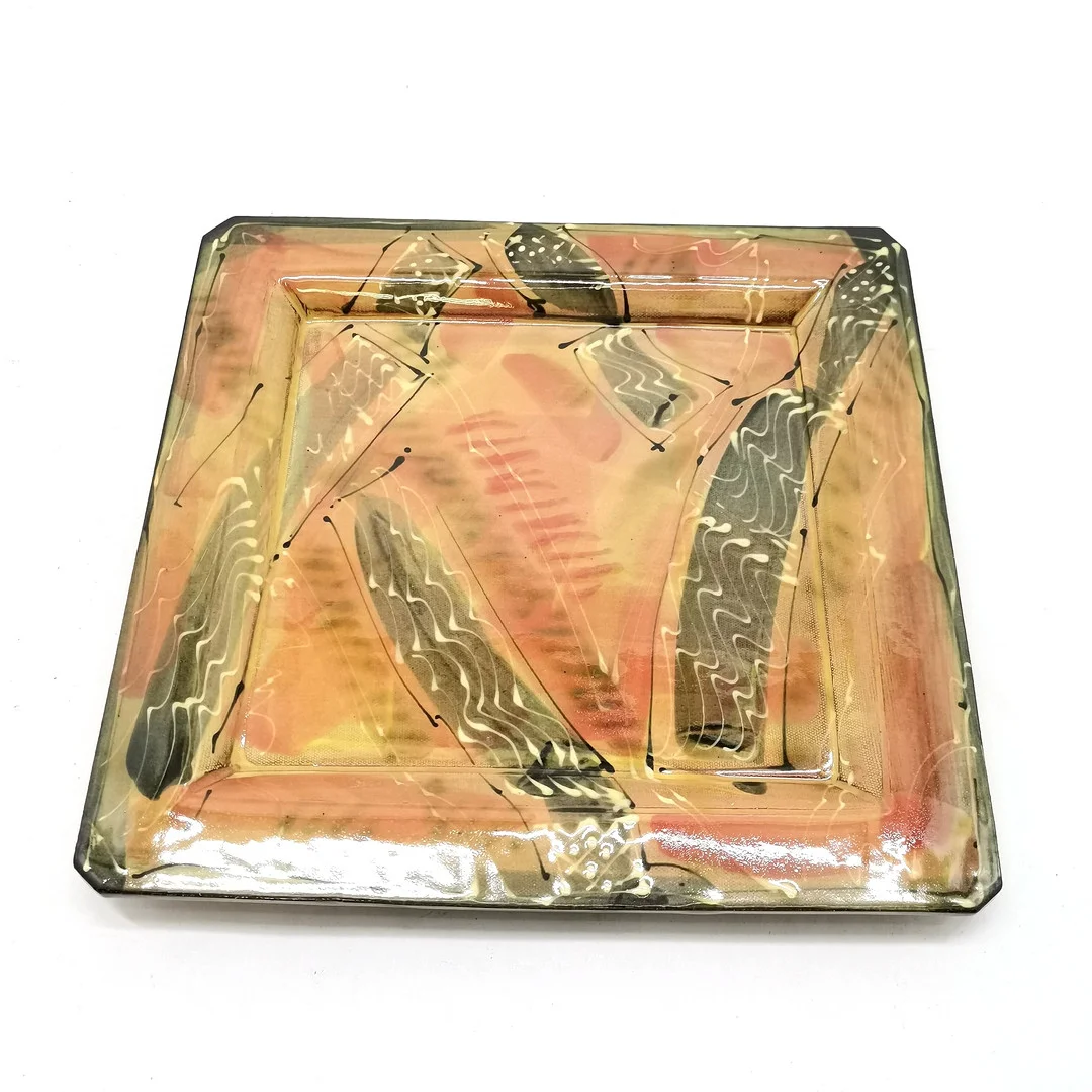 BRYAN TRUEMAN ART POTTERY DISH ON 4 FEET. — European — Acreman St Auctioneers & Valuers