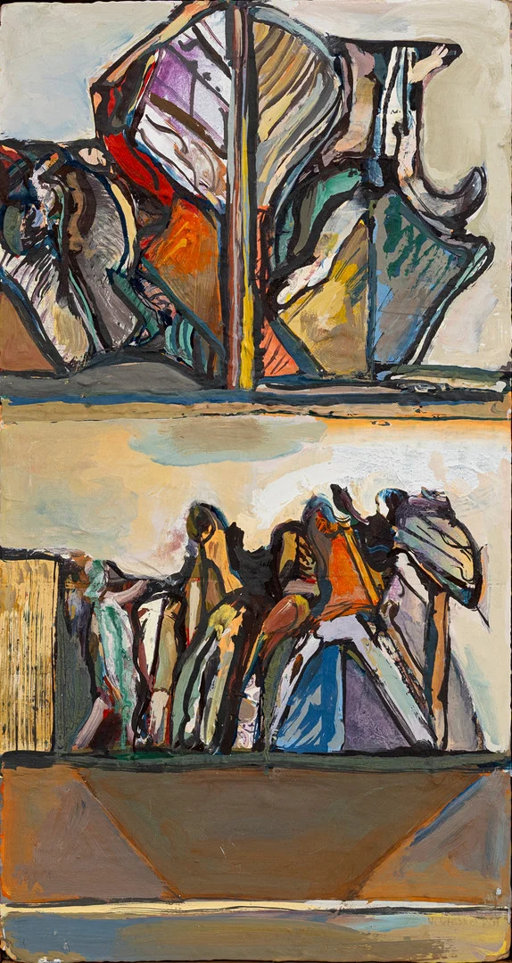ACKE OLDENBURG (1923-2005). TILLSKRIVEN. Komposition, gouache på pannå, osignerad. — Paintings — Auktionshuset Kolonn