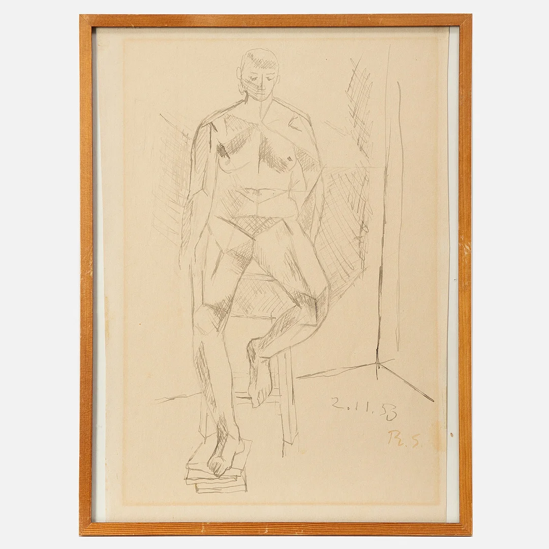 RAGNAR SANDBERG. Modellstudie, blyerts, signerad R.S. — Drawings — Stockholms Auktionsverk Göteborg