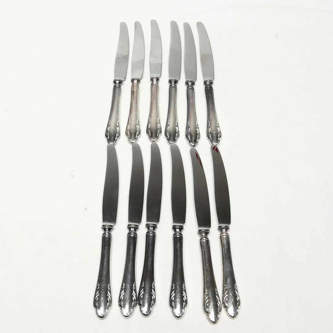FRUKTKNIVAR, 12 st, silver, Haga. — Silver — Kalmar Auktionsverk