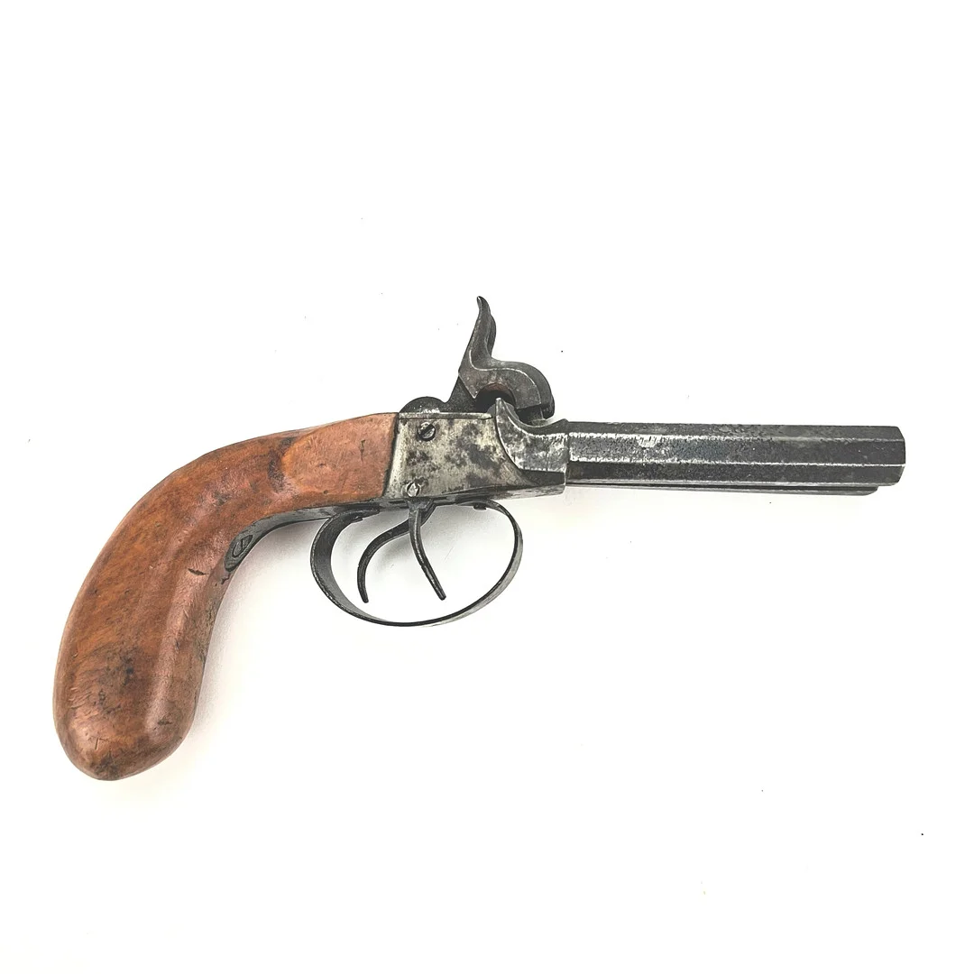 SLAGLÅSPISTOL, dubbelpipig, 1800-tal. — Guns & Rifles — Auktionshuset Thörner & Ek