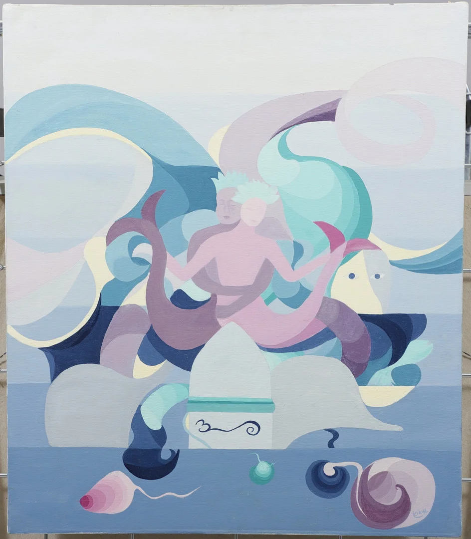 CHRISTIN OHLIN (1946-2025). Figurkomposition, olja på duk, signerad och daterad -91. — Paintings — Växjö Auktionskammare