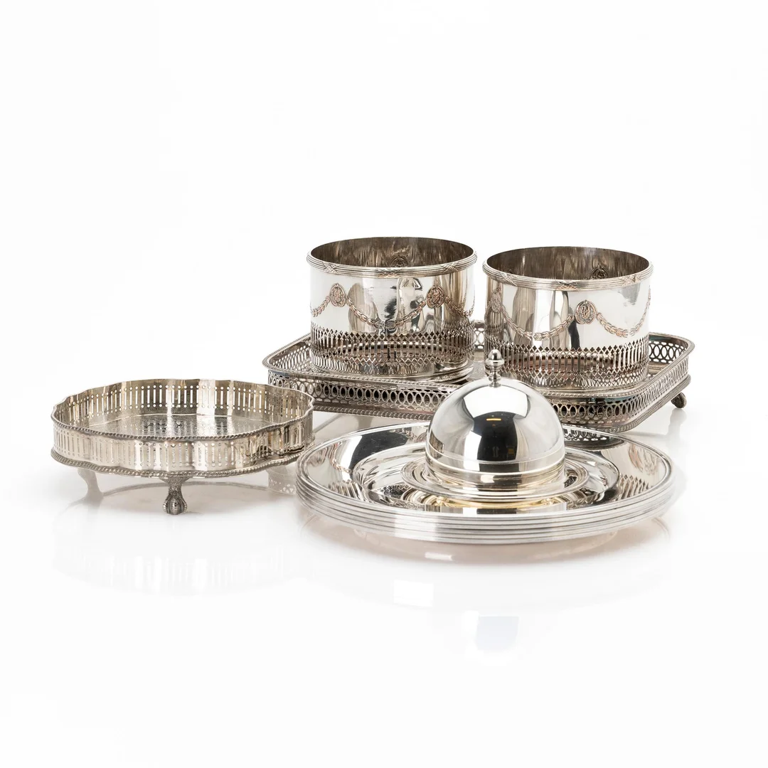 Parti nysilver, 6 delar, England. — Diverse/Nysilver — Bukowskis