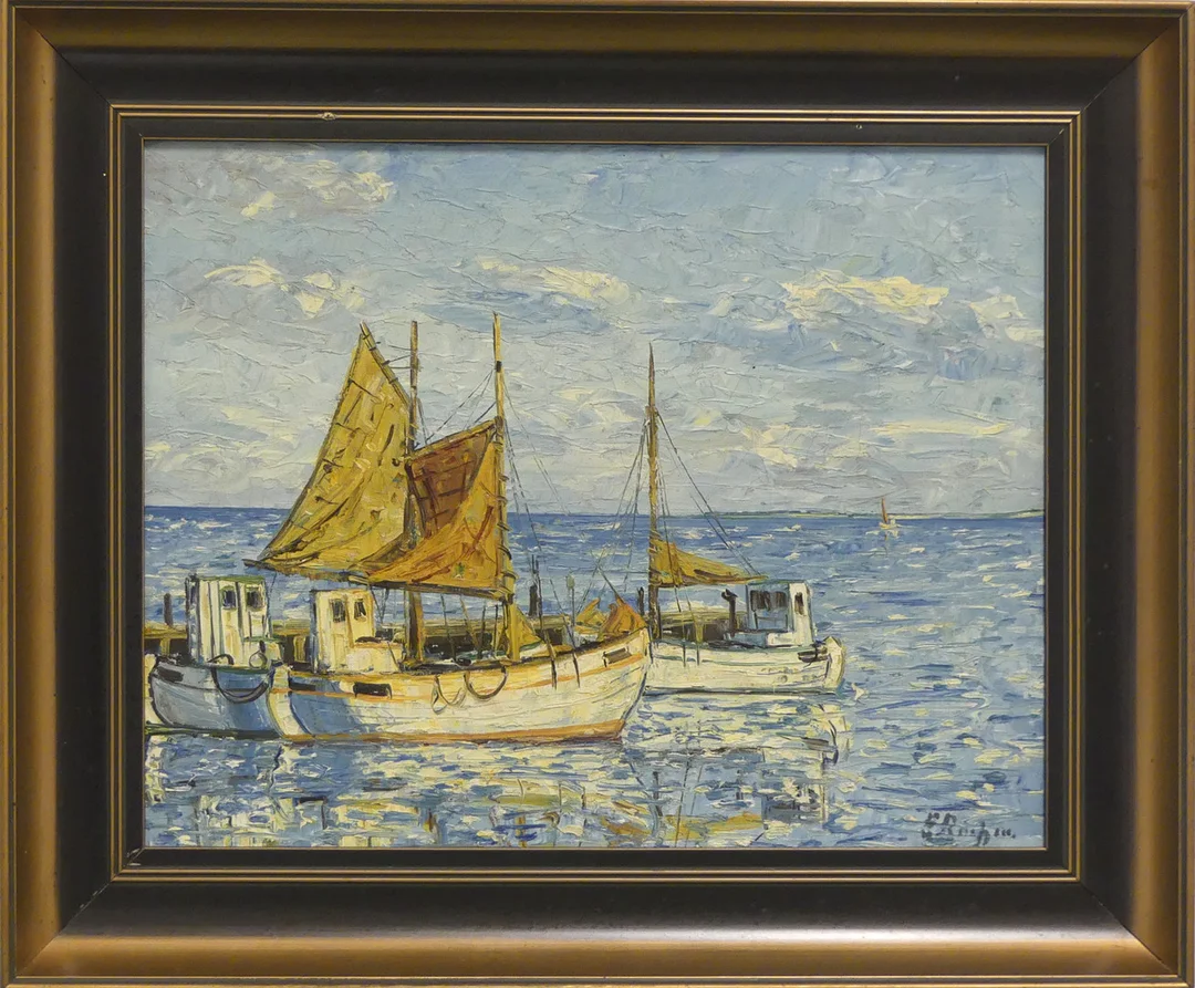 OIDENTIFIERAD KONSTNÄR, kusthamn. — Paintings — Lysekils Auktionsbyrå