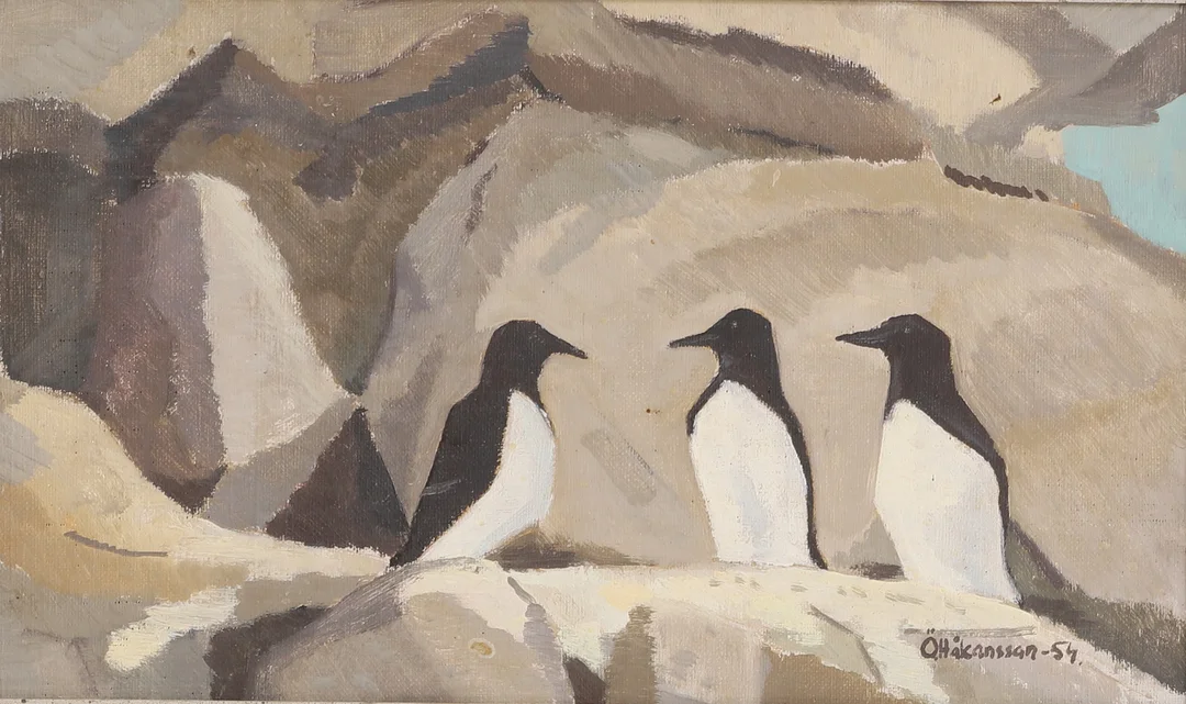 ÖRJAN HÅKANSSON. Olja på duk, signerad, daterad -54. — Paintings — RA Auktionsverket Norrköping