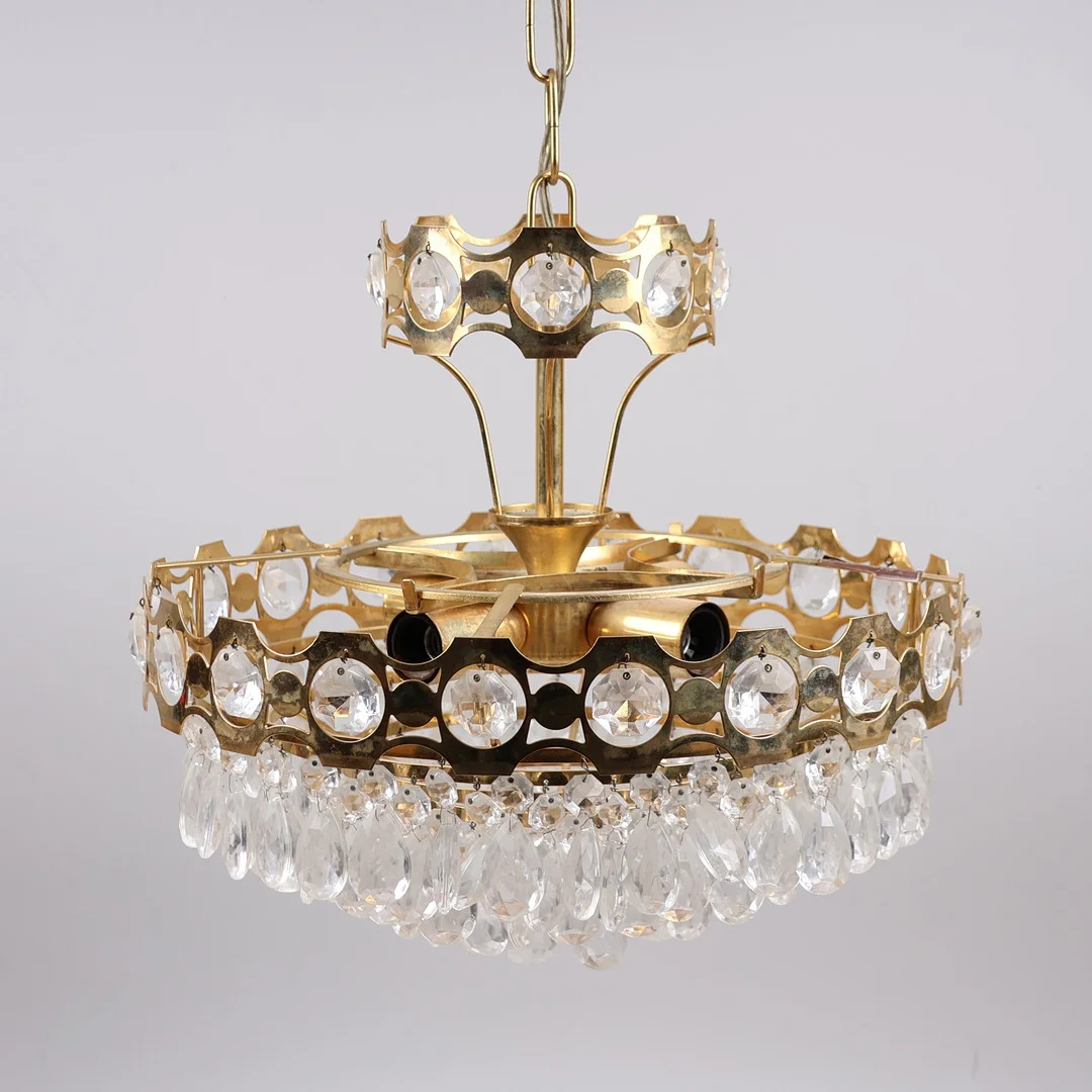 TAKLAMPA, 24k pläterad metall med prismor, 1970-tal. — Ceiling lights — Markus Auktioner