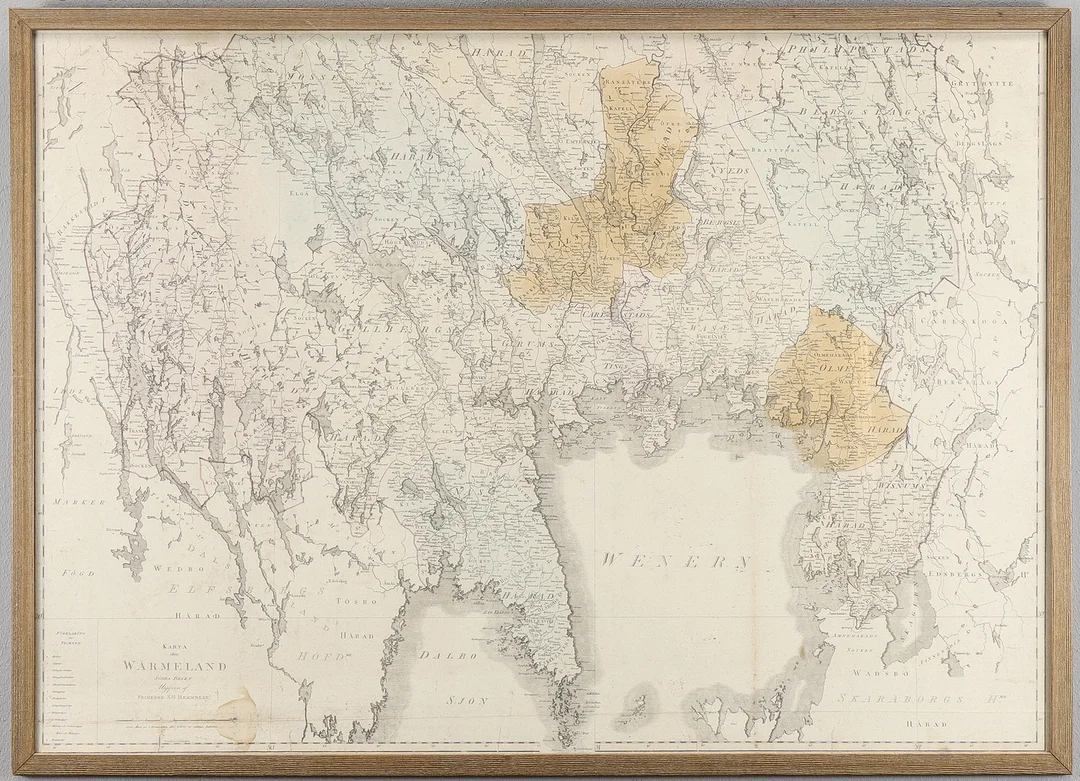 SAMUEL GUSTAF HERMELIN. Karta "Karta öfver Wärmeland södra delen", troligen 1808. — Maps — Karlstad Hammarö Auktionsverk