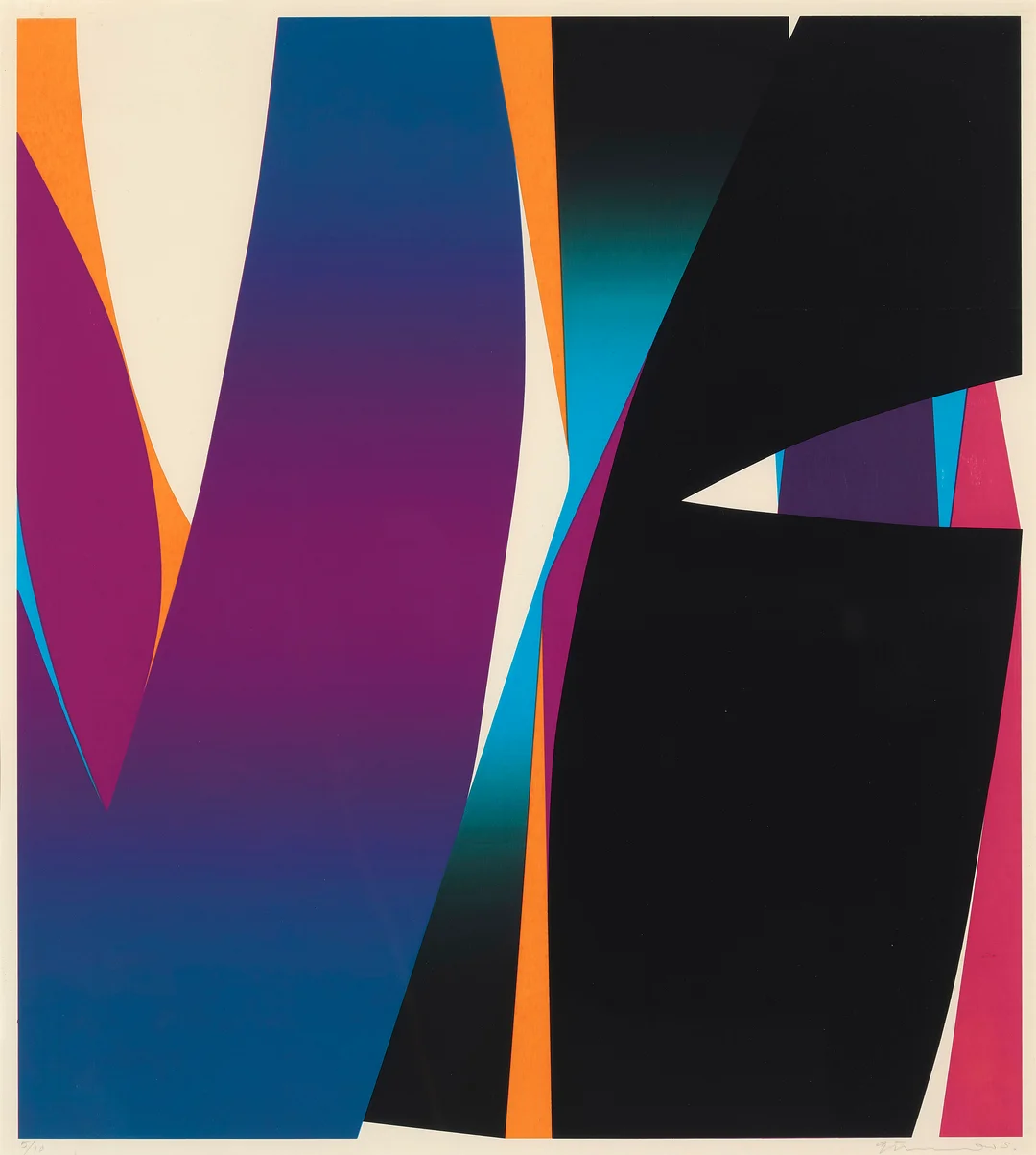 Gundersen, Gunnar S. — Komposisjon med lilla, blått og sort — Kunst/Grafikk — Blomqvist