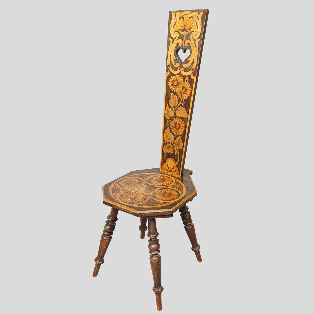 ARTS AND CRAFTS PAINTED BEECH SPINNING CHAIR. — Armchairs & Chairs — Young's Auctions