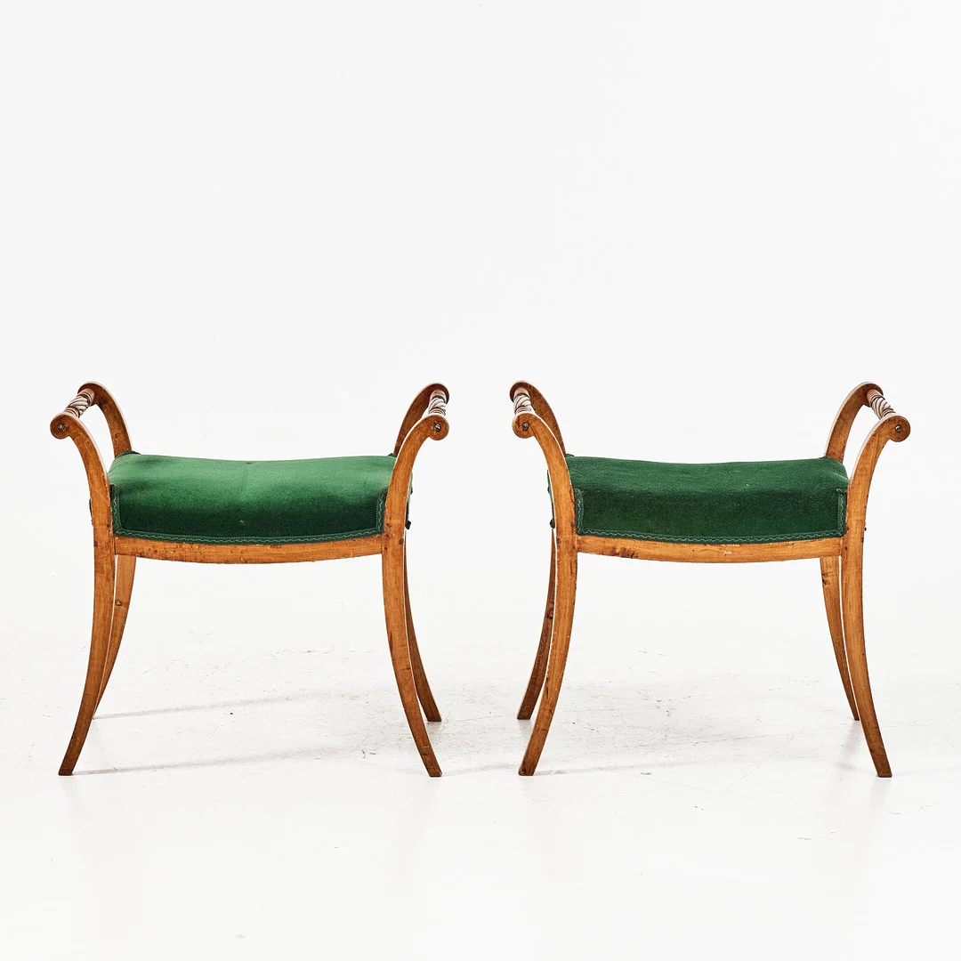 BANKETTER, 1 par, 1800-talets första hälft, Karl Johan, björk. — Other — Stockholms Auktionsverk Magasin 5