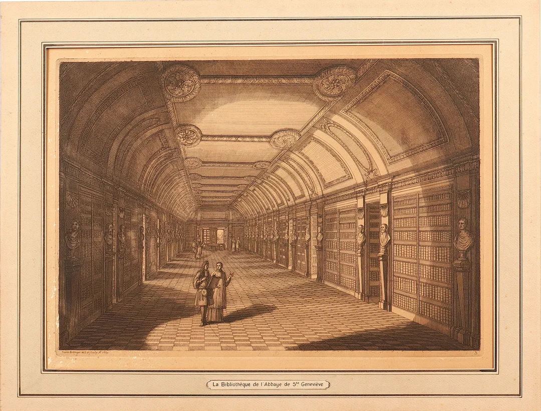 FRANZ ERTINGER. SEGÚN. Biblioteca de la Abadía de Sainte-Geneviève en París. — Engravings & Prints — Barcelona Auctions