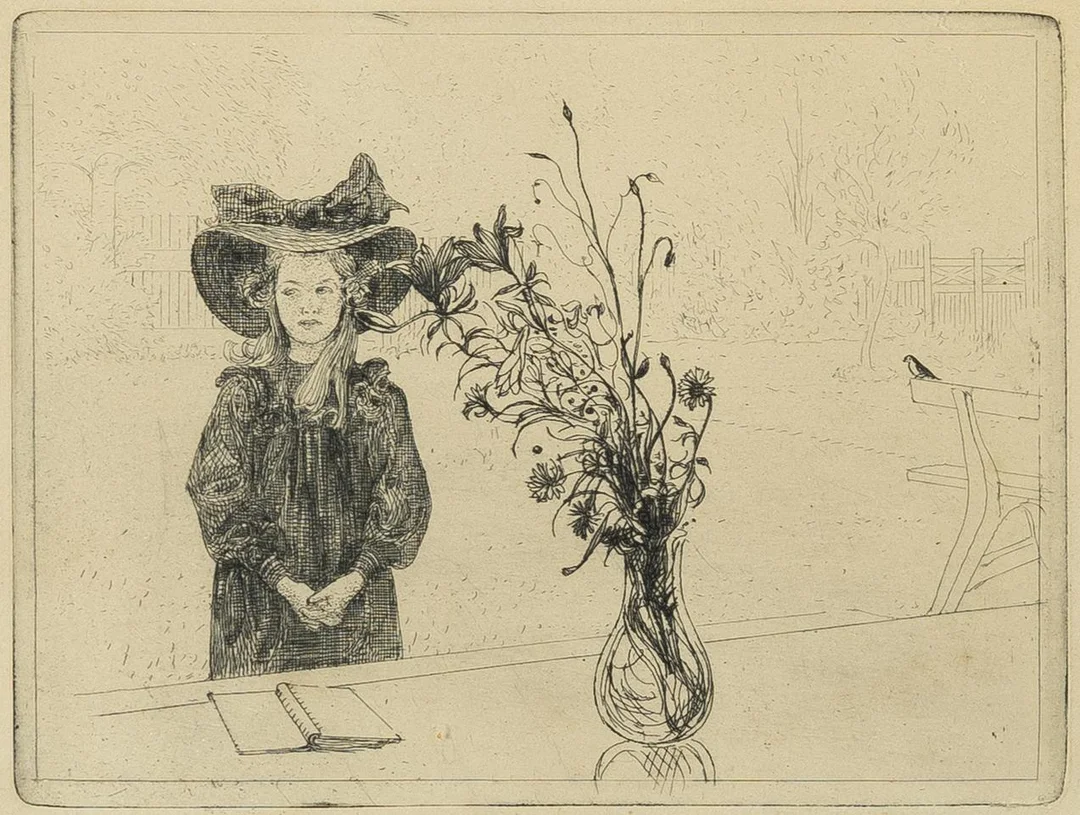 Carl Larsson, "Kersti i svart". — Konst/Grafik — Bukowskis