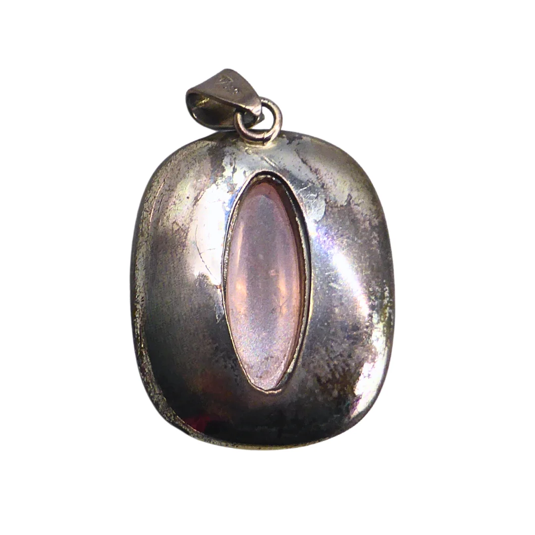 835ER SILBER-ANHÄNGER MIT ROSENQUARZ. — Brooches & Pendants — Auktionshaus Stuber's Hammerschlag