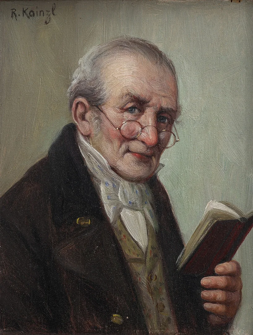 OIDENTIFIERAD KONSTNÄR. OLJA PÅ PANNÅ, HERRPORTRÄTT, SIGNERAD R. KAINZL. — Paintings — Crafoord Auktioner Lund