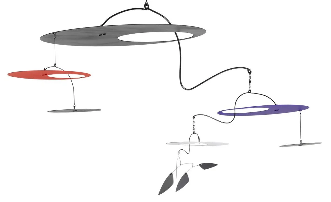 Manuel Marín: Untitled. Stamped M. Marín. Unique. Painted iron hanging mobile. App. H. 60 cm. W. 115 cm. D. 80 cm. — Modern Sculptures/Modern art — Bruun Rasmussen