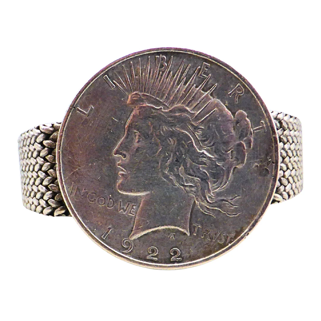 PEACE-DOLLAR MÜNZARMBAND 1922 AUS 835ER SILBER. — Silver — Auktionshaus Stuber's Hammerschlag