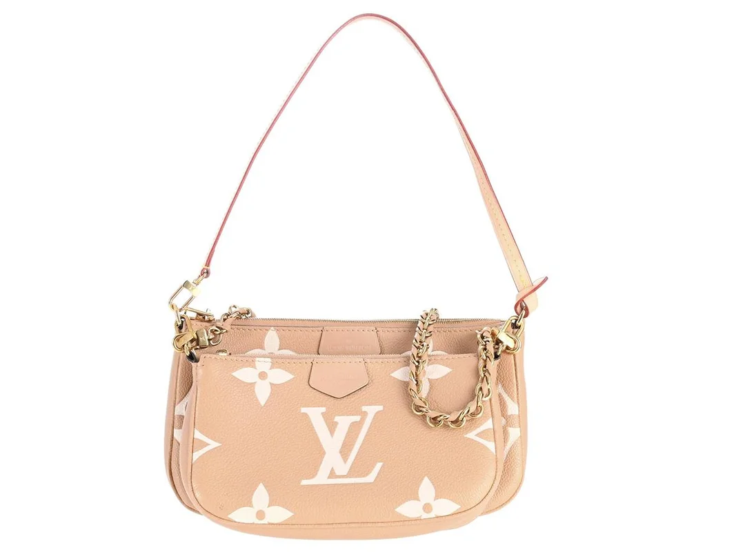 VÄSKA, LOUIS VUITTON, Multi Pochette Accessoires, empreinte tan, guldfärgade beslag, 24x14x4 cm, 20x11,5x3,5 cm, avtagbar kedja, kvittokopia från 2022, dustbags, kartong. — Accessoarer/Väskor — Kaplans