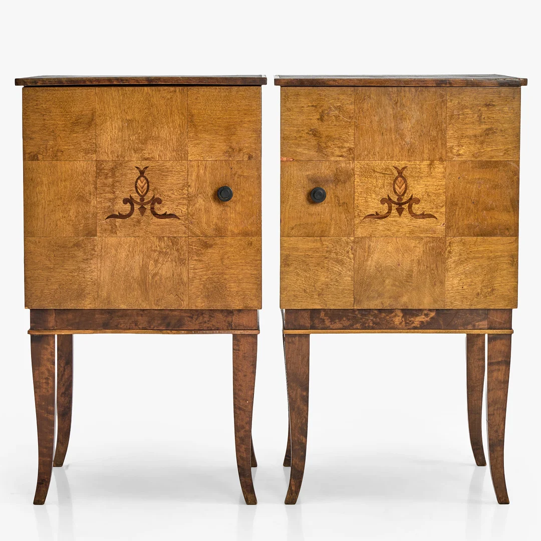 NATTDUKSBORD, 1 par, Swedish Grace, intarsia. — Other — Crafoord Auktioner Stockholm