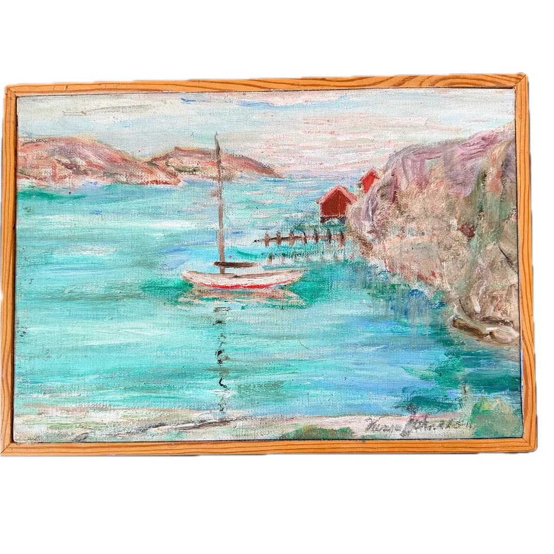 OIDENTIFIERAD KONSTNÄR. Olja på Pannå, Troligtvis Bohuslän. — Paintings — Auktionshuset STO Bohuslän