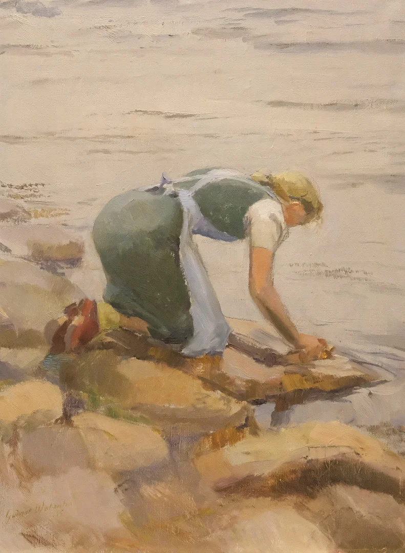 GUNNAR WALLENTIN. "TVÄTTFLICKAN", 1945, OLJA PÅ DUK. — Paintings — Björnssons Auktionskammare