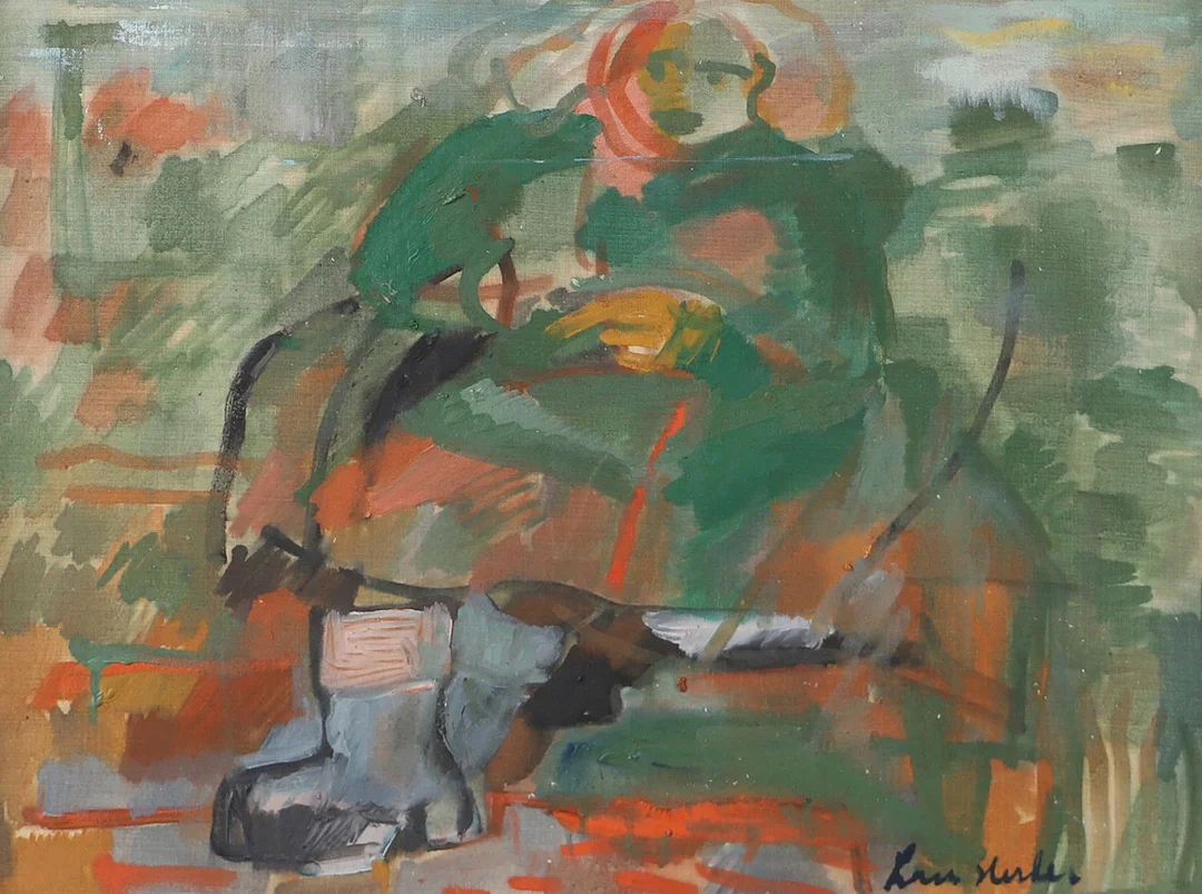 LARS HERDER. Kvinna, olja på pannå, signerad. — Paintings — Helsingborgs Auktionskammare