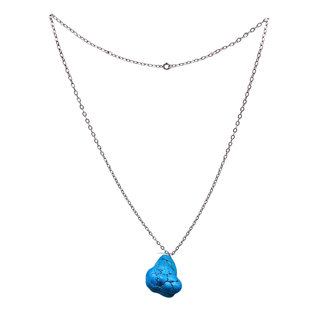 HALSKETTE MIT POLIERTEM TÜRKISSTEIN. — Necklace — Auktionshaus Stuber's Hammerschlag