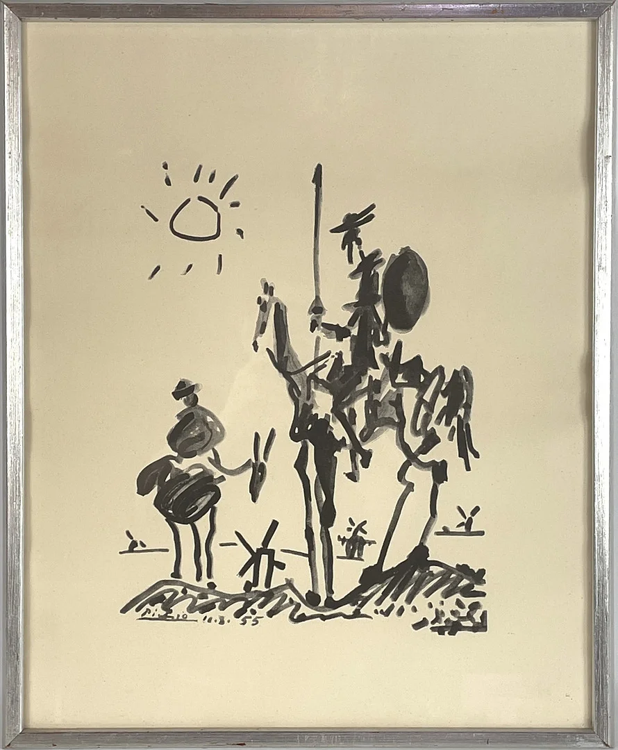 PABLO PICASSO. Efter, offsettryck, "Don Quixote", signerad i trycket. — Engravings & Prints — Roslagens Auktionsverk