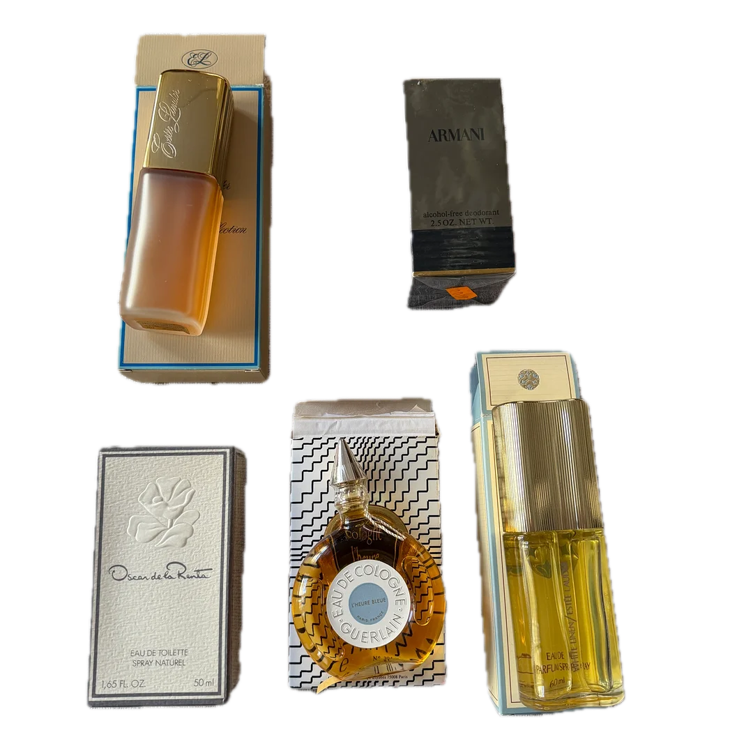 VINTAGE PARFYMER. Guerlain, Estée Lauder, Oscar de la Renta, Armani. — Vintage & Designer Fashion — Auktionshuset STO Bohuslän