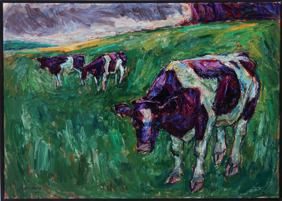 Leif Mosevang. 'Heifers, November', 1972 — Paintings and sculptures/Modern pictorial arts — Lauritz