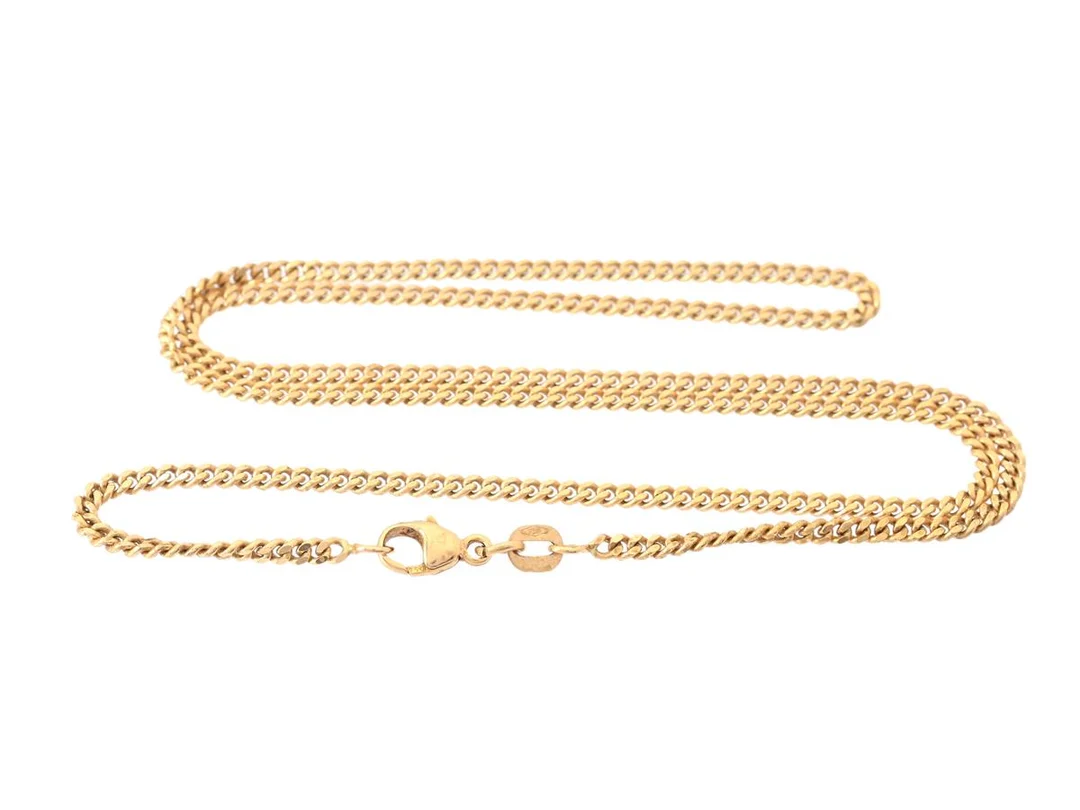 HALSKEDJA, 18K guld, pansarlänk, längd 45,5 cm, vikt ca 8,9 g. — Smycken/Halskedja — Kaplans