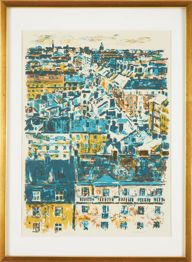 ERIK CEDERVALL. Stadsmotiv, färglitografi, 7/225, signerad. — Other — Stockholms Auktionsverk Sickla