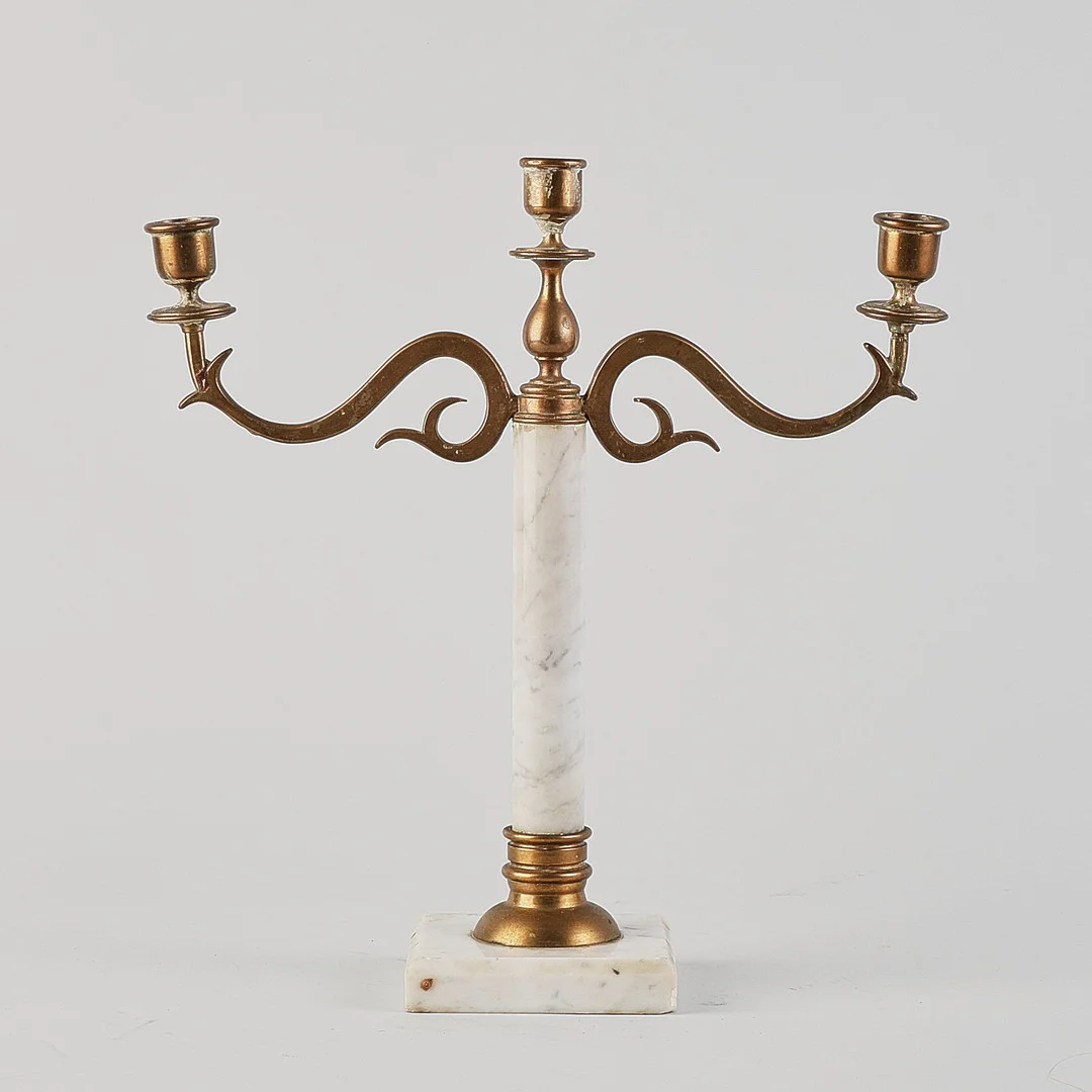 Ljusstake. 3-armad, marmor. — Candlesticks — Metropol Auktioner