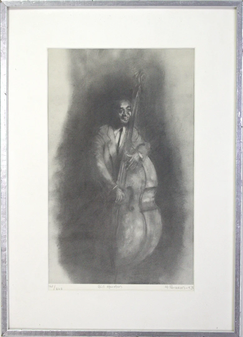 OIDENTIFIERAD KONSTNÄR. Litografi 161/248, "Bill Houston", signerad H. Persson 1993. — Engravings & Prints — Höganäs Auktionsverk