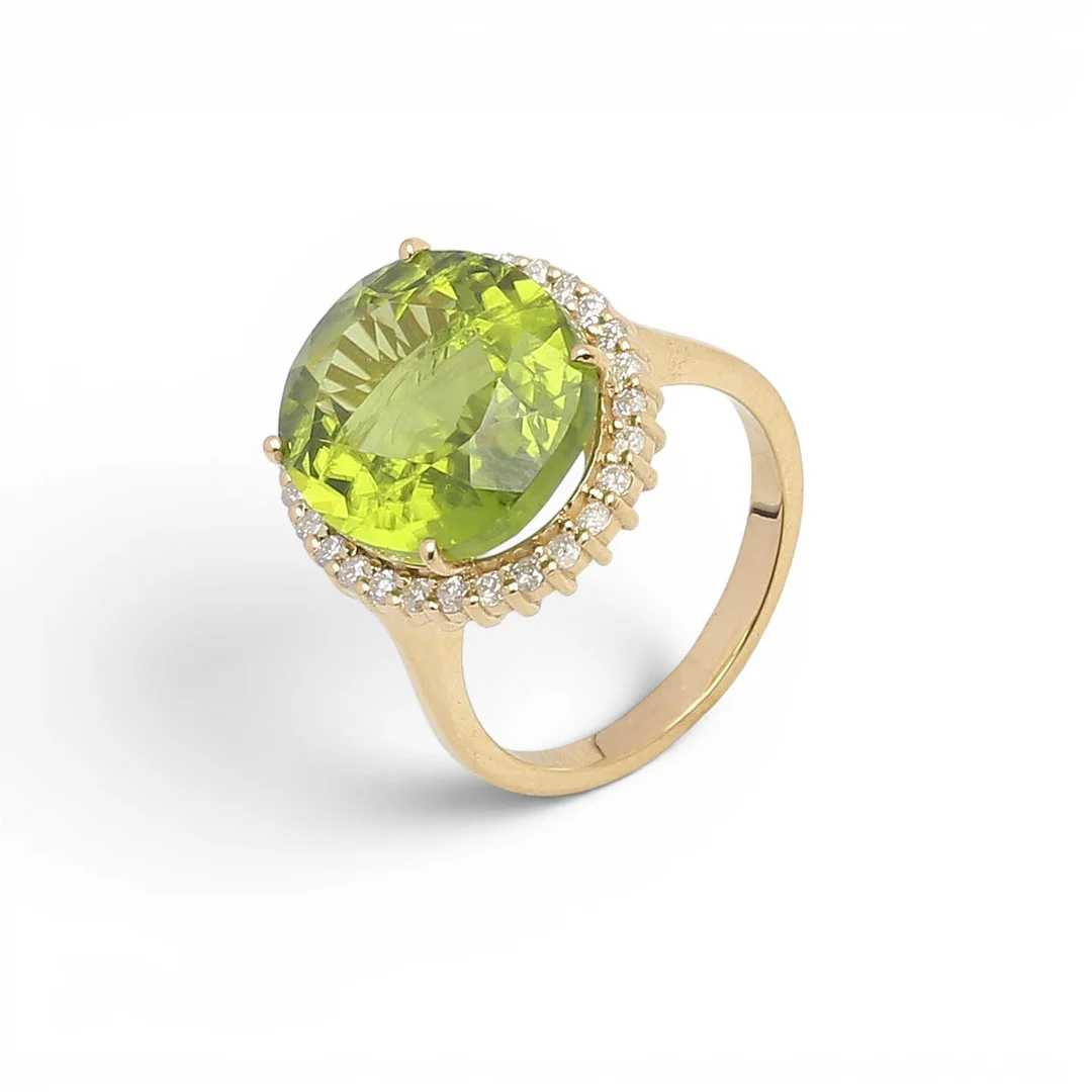 Peridot and diamonds rosette ring. — Rings — Balclis