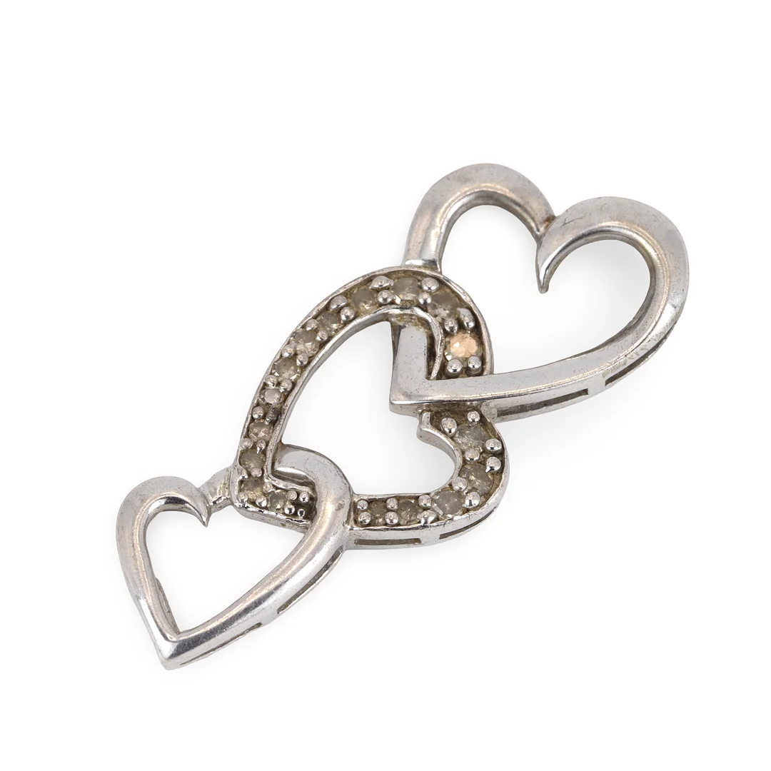 SILVER DIAMOND HEART PENDANT. — Brooches & Pendants — Chalkwell Auctions