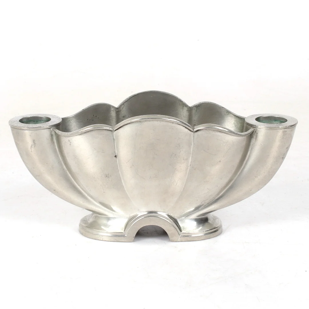 LJUSSTAKE, tenn, Just Andersen, Danmark, 1920/30-tal. — Candlesticks — Stadsauktion Sundsvall